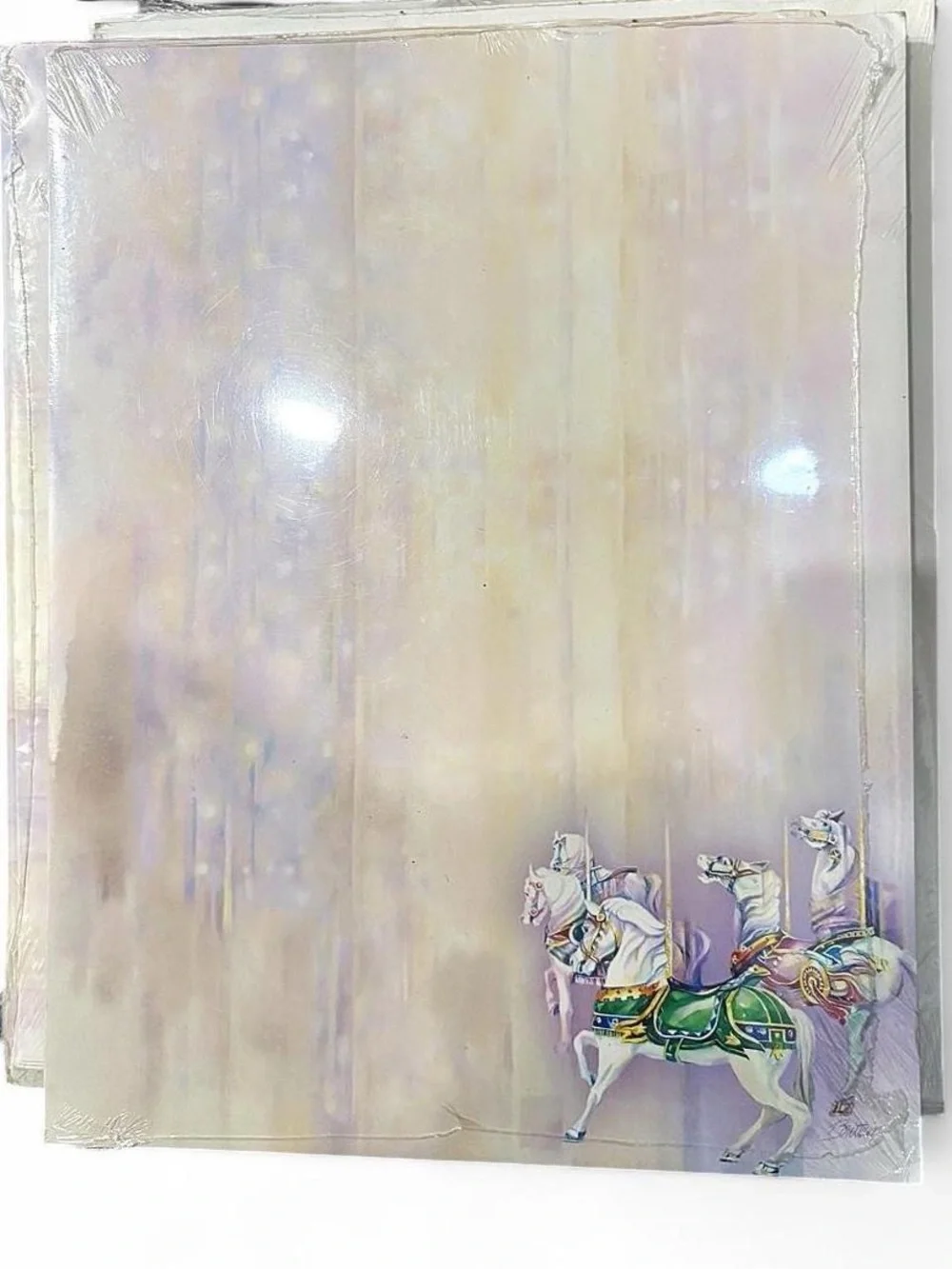 Vintage Carousel Unicorn Horse Printer Paper Stationery Set of 2 packs